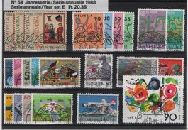 Jahresserie 1988 mit ET Halbmondstempel Nominalwert Fr.20.35