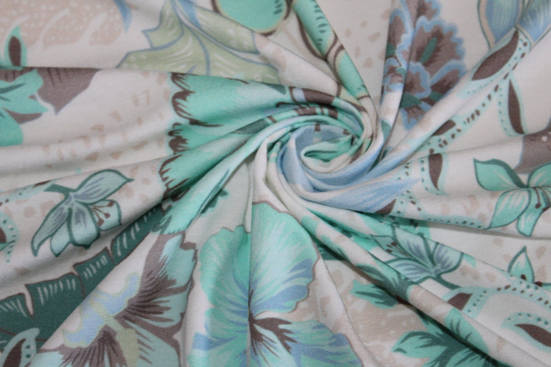 Stoffe: Stoff Viscosejersey creme/Blumen – Neu (gemäss Beschreibung) aus Obfelden von solomon111 1