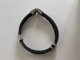 Fossil black leather bracelet black, adjustable length