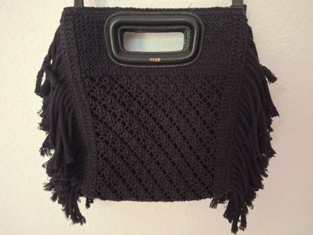 Maje M Bag Häkeltasche mit Fransen, schwarz