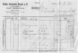 Snider Giovanelli Bianda Locarno TI Fattura 1928