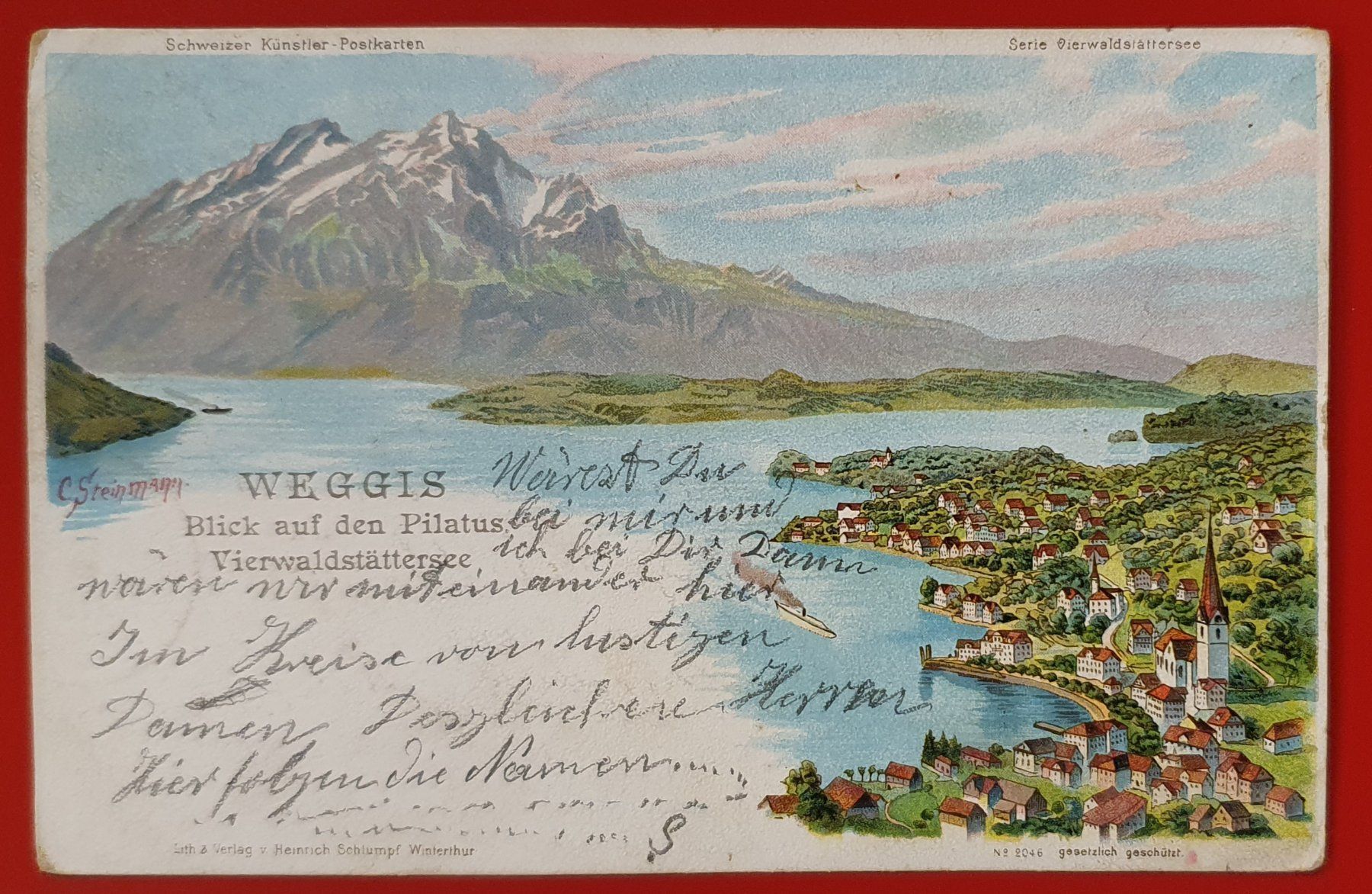 Cartoline postali: Weggis 1902, Steinmann Litho – Usato da Kreuzlingen venduto da Rschweiz1