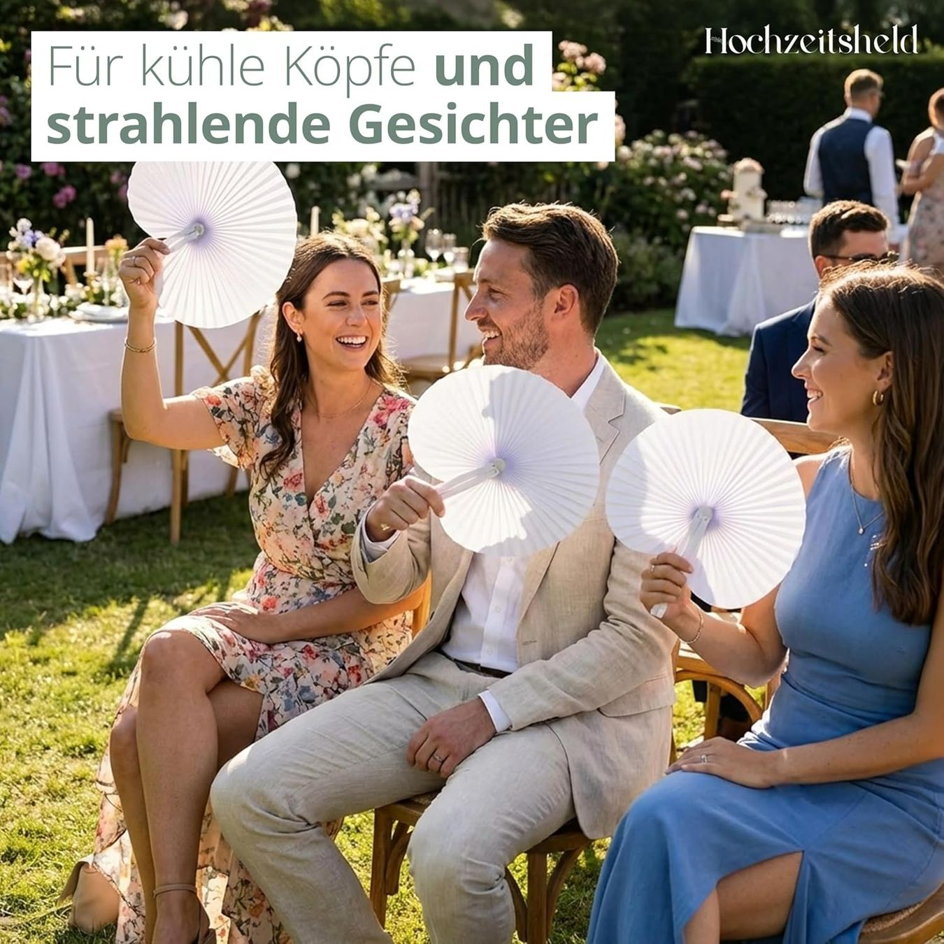 Tutte le decorazioni: Hochzeitsfächer 50 Stück weiss Papierfächer – Nuovo e nell'imballaggio originale da Suhr venduto da SchnapperCH 3