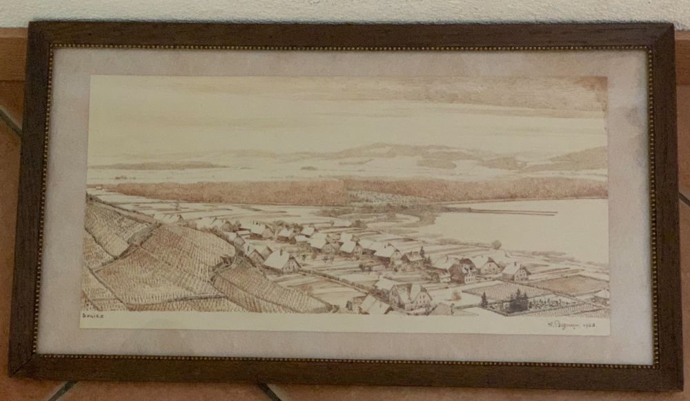 Dessin Original à La Plume – H. B. Garling, Gênes Italie 1844, Paysage Grand Tour, époque Victorienne