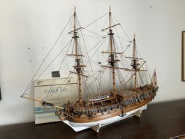 Segelschiff, Royal Caroline 1749, Modell, Messingbeschläge