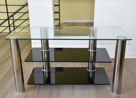 Meuble TV , verre et métal.