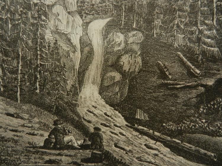 Stiche: Chûte de Groslaui Lithographie – Gebraucht aus Risch von Antikfee 7