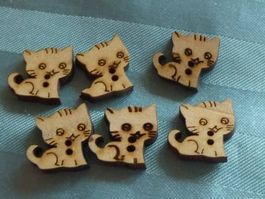 40 Holzknöpfe süsse Büseli natur