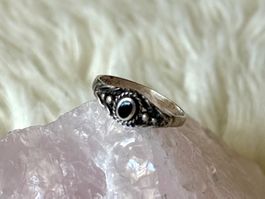 Vintage Silberring 925 mit schwarzem Stein