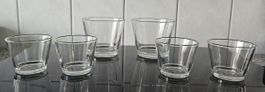 6er Set Glas-Vasen (4 Kleine + 2 Grosse)