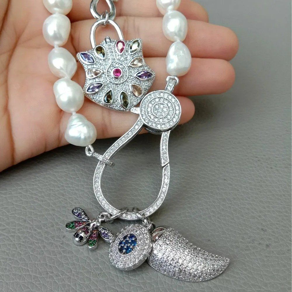Ketten: Mina weiss Perlen Kette Collier Perle Perlenkette Echt Krist – Neu (gemäss Beschreibung) aus Prilly von ilyria73 3