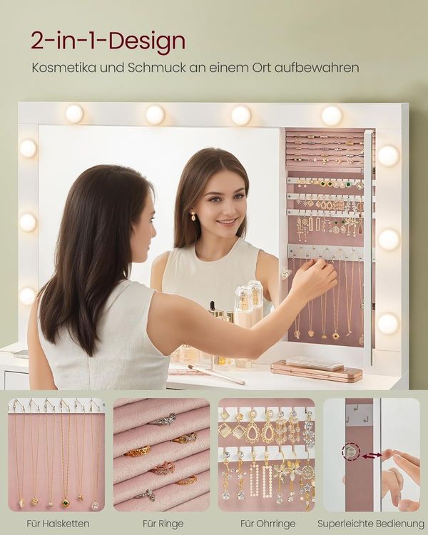 Schminktisch mit LED Beleuchtung und Spiegel Weiss GLAMORA 5