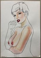 Aktstudie A3 handgemalt signiert