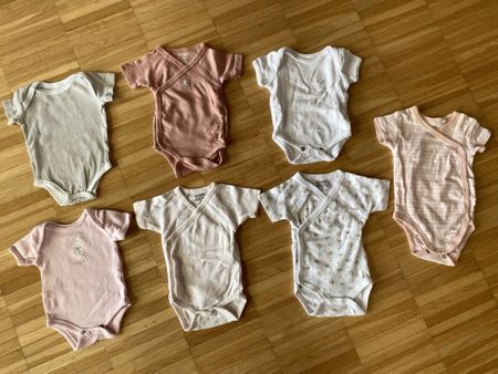 7 Baby Girl Short Sleeve Bodysuit Romper sizes 50 - 56