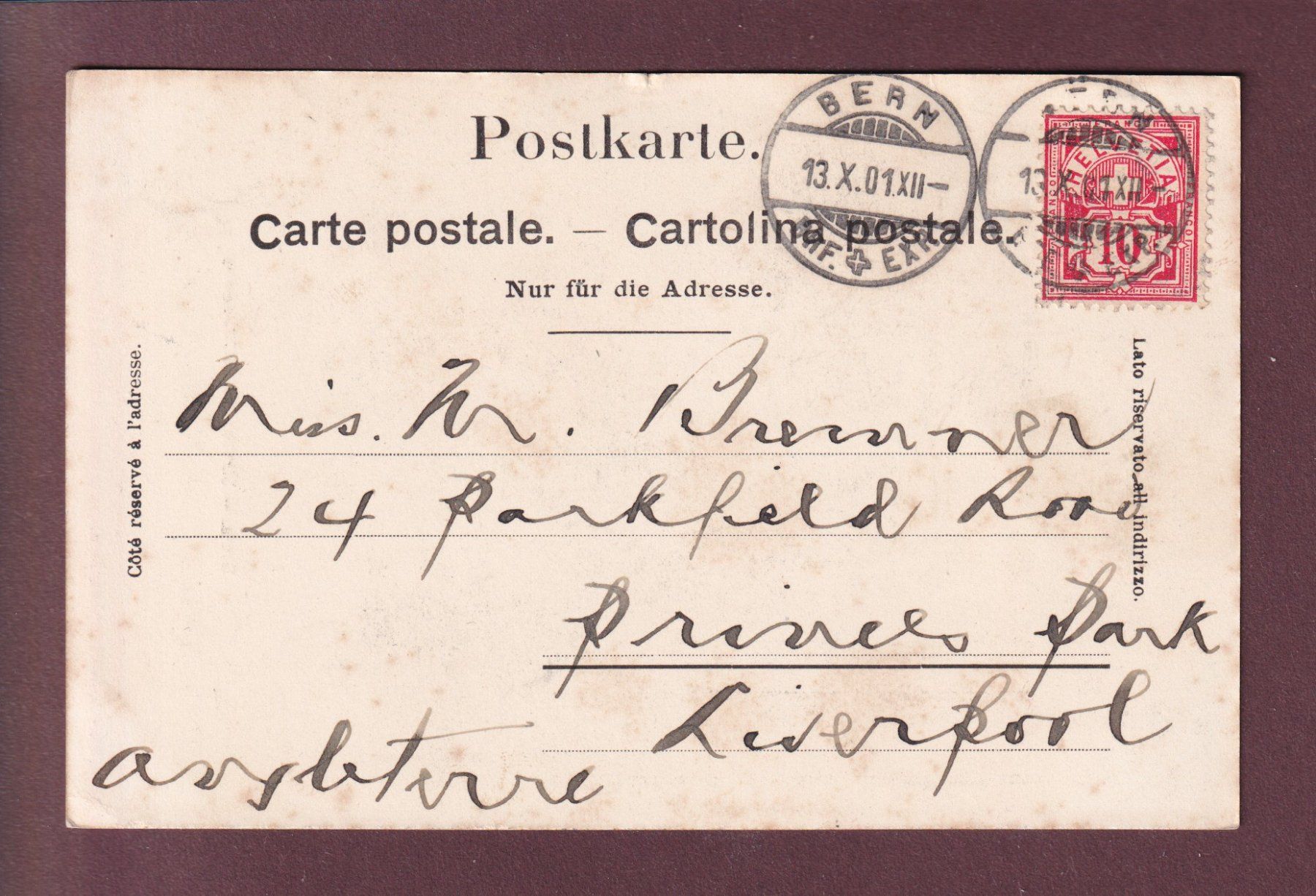 Cartoline postali: BERN - Historisches Museum - 1901 – Usato da Pully venduto da nicecards 1