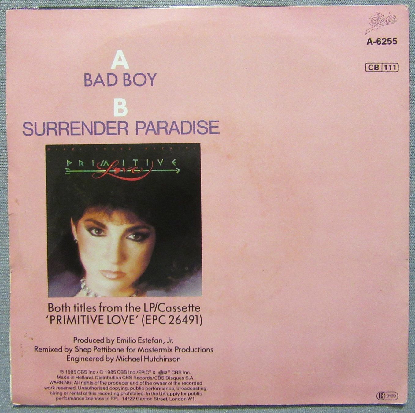 Dischi in vinile: Miami Sound Machine - Bad Boy - Single von 1985 – Usato da Auenstein venduto da Padabimbim 1
