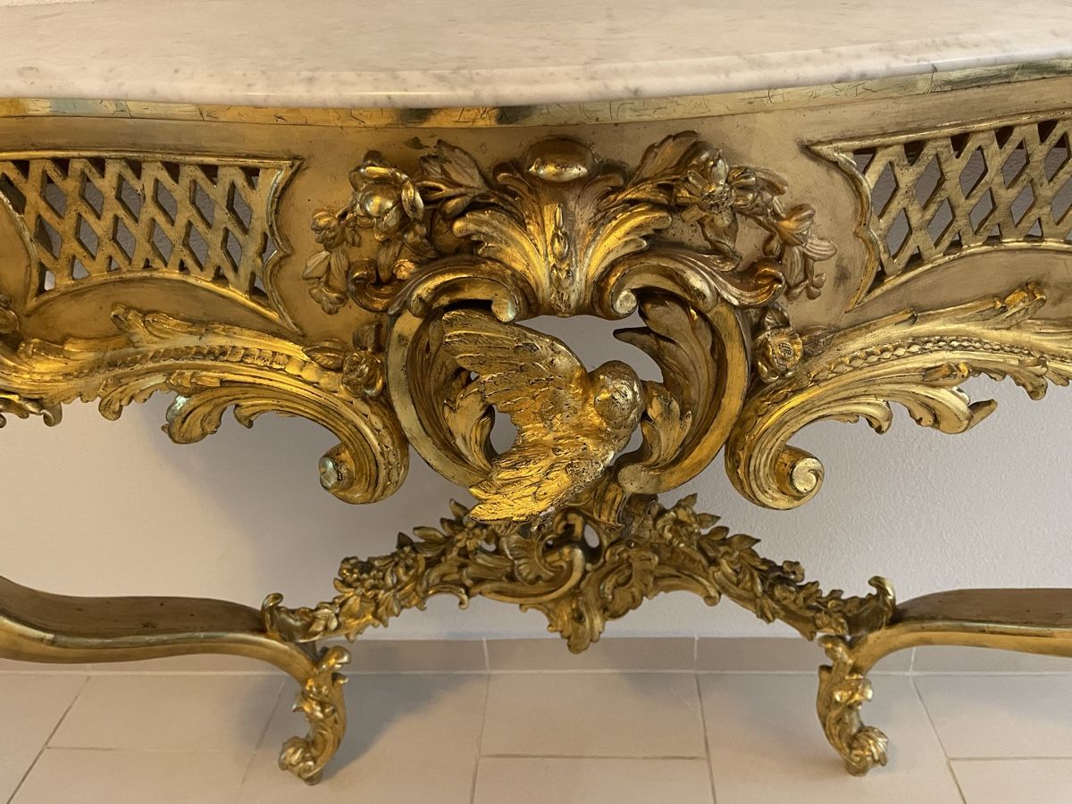 Console: Konsolentisch, Neobarock, restauriert, Echtes Gold, 1880 – Usato da Lindau venduto da Gybsi0 3