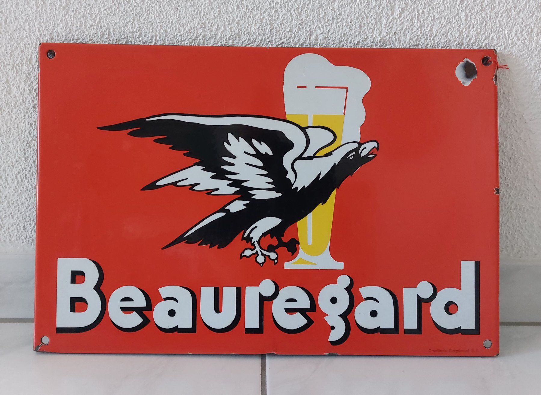 Cardinal Insegne: Emailschild Beauregard Bier Plaque émaillée – Usato da Schenkon venduto da TG10
