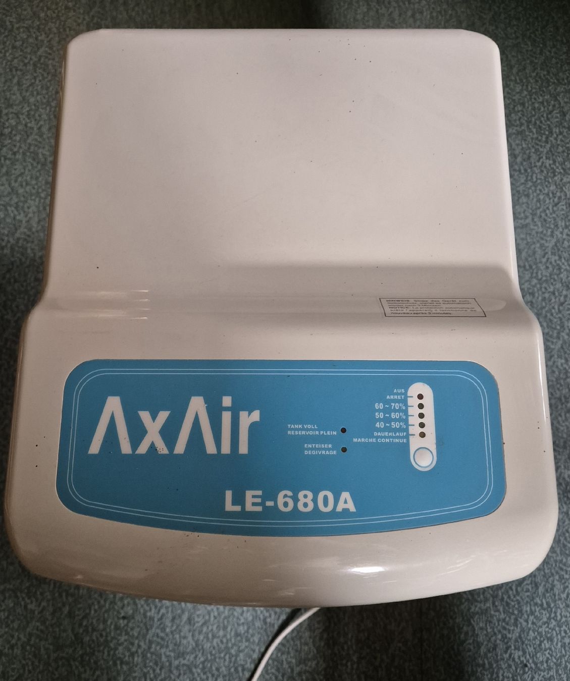Luftentfeuchter: AxAir LE-680A Luftentfeuchter, Weiß – Gebraucht aus Naters von