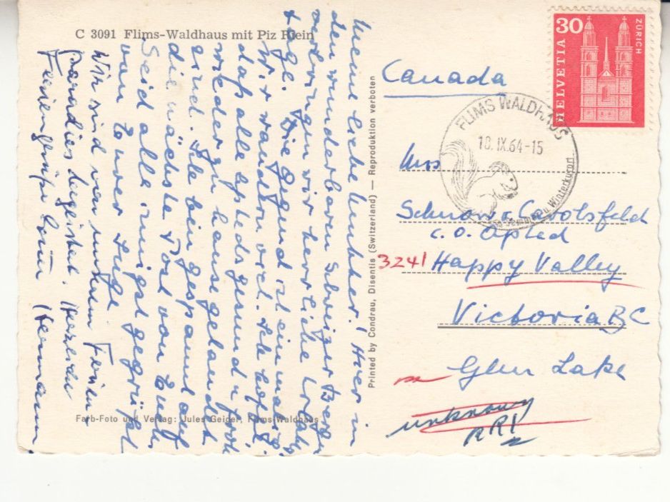 Cartoline postali: Flims Waldhaus 1964 – Usato da Bürglen TG venduto da StampGraf 1