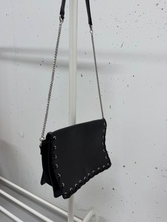 Tasche Schwarz Leder mit Schnürung