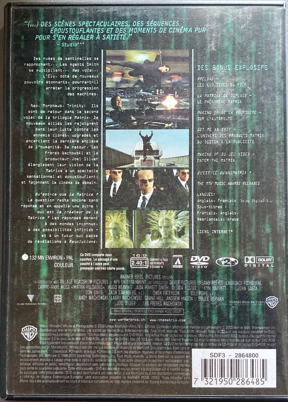 Tutti i DVDs: MATRIX RELOADED - EDITION DOUBLE DVD – Usato da Poliez-Pittet venduto da Newtown-Records 1