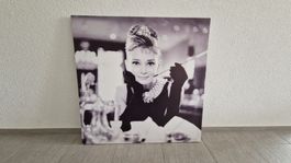 Bild Audrey Hepburn schwarz weiss Leinwand, guter Zustand