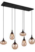 Pendelleuchte amber Glas Hängeleuchte Esszimmerlampe schwarz