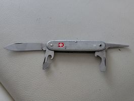 Wenger Delémont 1987 Taschenmesser Alox Riffel Stainless