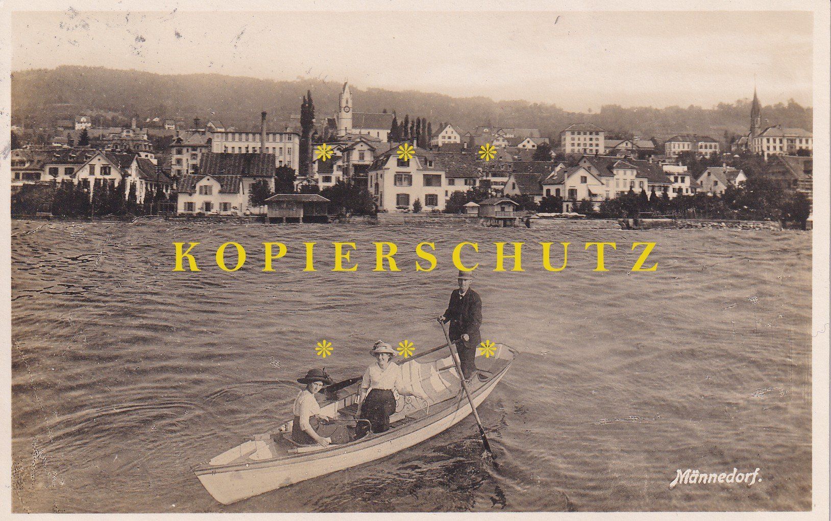 Cartoline postali: Ruderboot (belebt) vor Männedorf /bh – Usato da Hombrechtikon venduto da Rudolf07