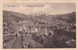 St. Gallen Westquartier mit Blick auf Säntis  1915