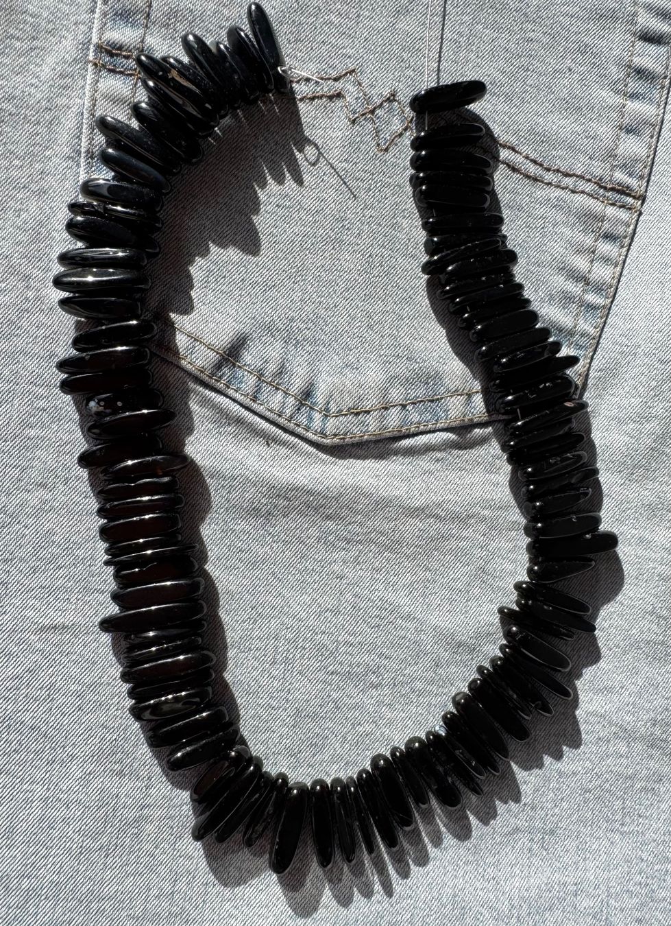 Catenine: schwarzer Obsidian   vulkan.   Strang   wild - schön - top – Nuovo e nell'imballaggio originale da Leuggern venduto da gemshow 3