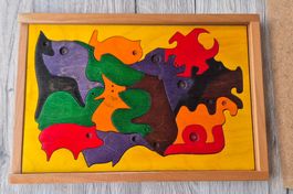 grossees vintage Animal Tiere Puzzle aus Holz