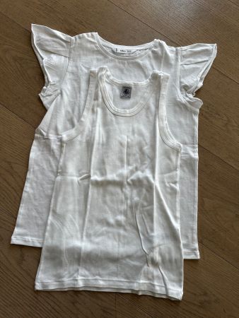 Lot de 2 Débardeurs Blancs Fille 140/152cm Eté