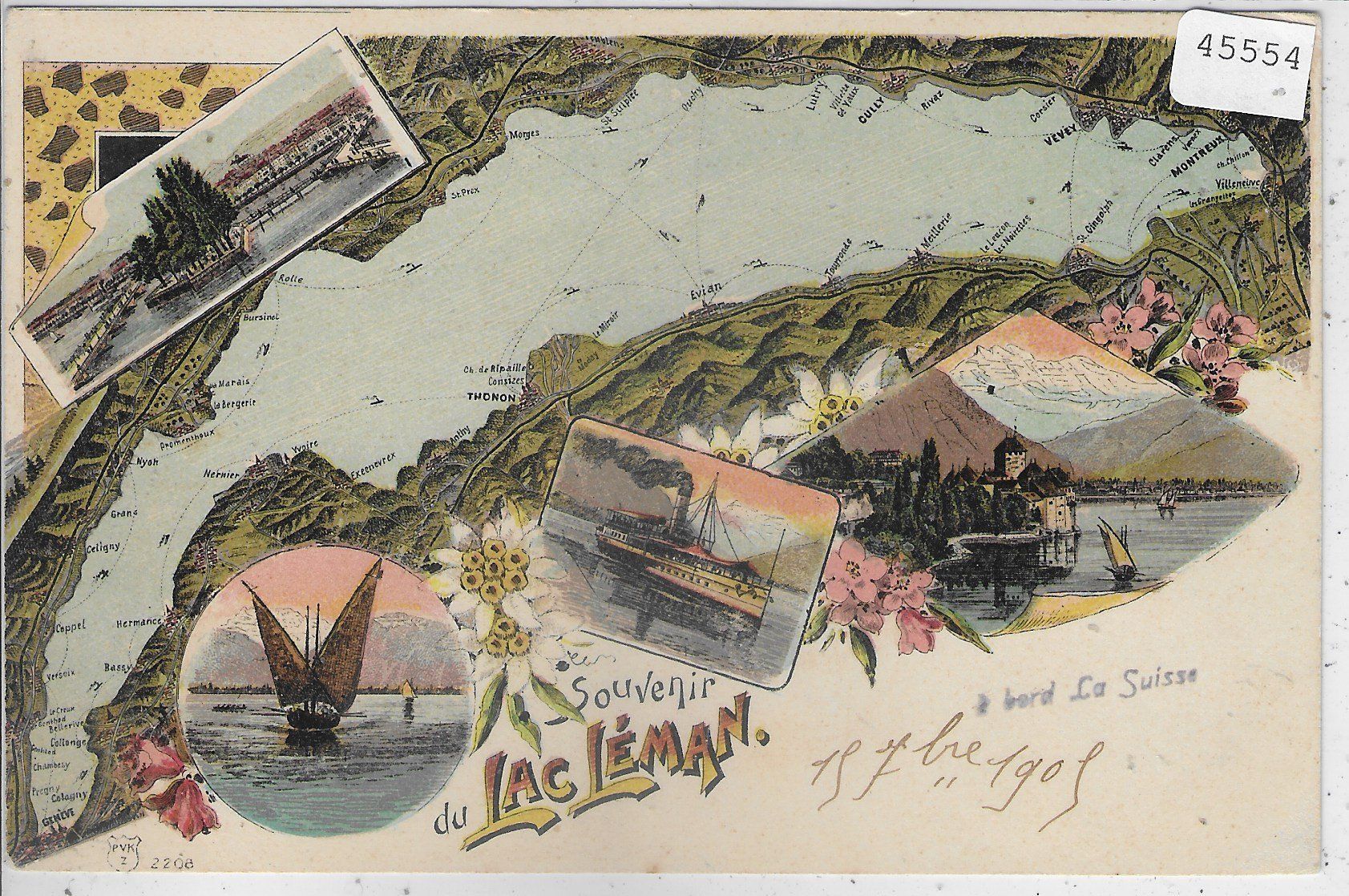Cartoline postali: Souvenir du Lac Leman - Litho – Usato da Ettingen venduto da Kartenplanet