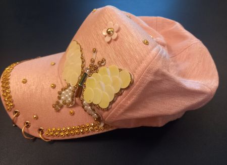 Rosa Glitzer Cap Strass Schmetterling - Casquette papillon
