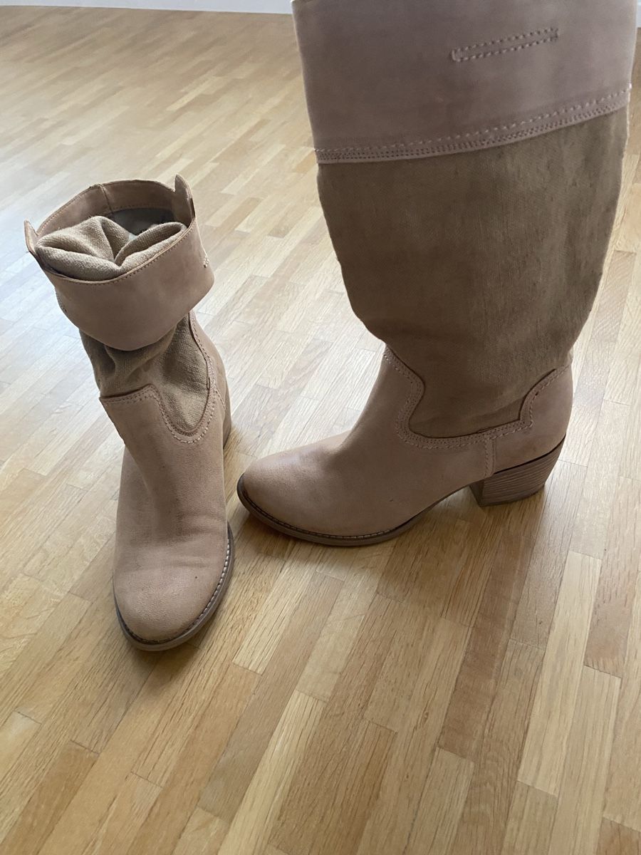 Scarpe da donna: Leder/Segelstoffstiefel Grösse 37, Beige – Nuovo (secondo la descrizione) da Luzern venduto da breil5 1
