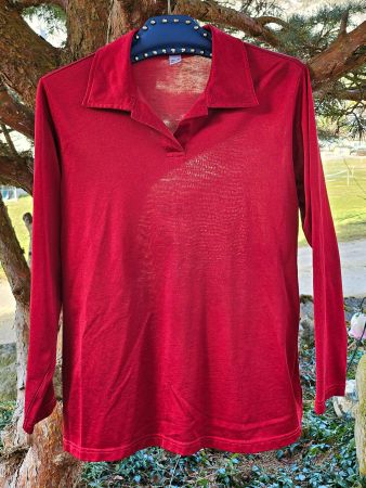 Pullover /Bluse/Oberteil rot Kragen/V-Ausschnitt,Gr.42