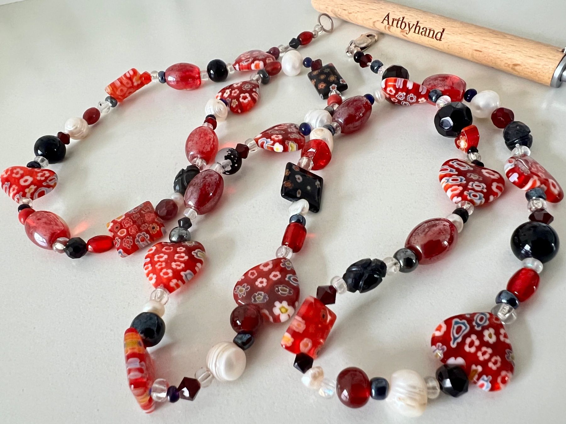 Catenine: Murano Millefiori Longkette echte Perlen & Silber 925 86cm – Usato da Ruswil venduto da artbyhand 5