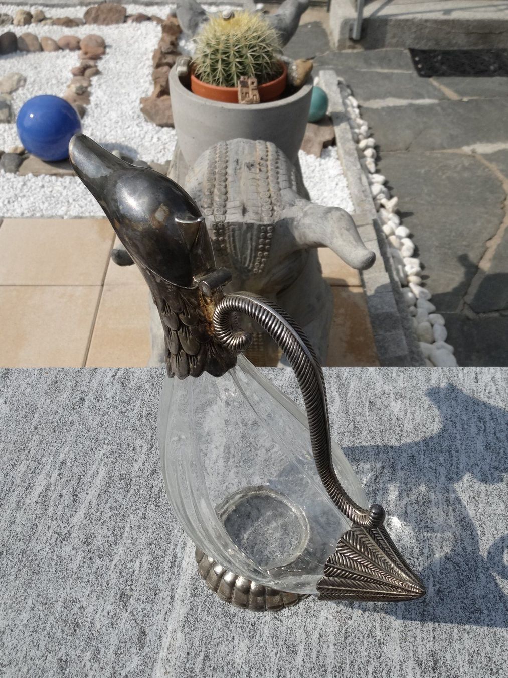 Karaffen: Aus der Glasvitrine: Silber-Glas-Ente-Weinkaraffe – Gebraucht aus Allschwil von Boutique_16b 6