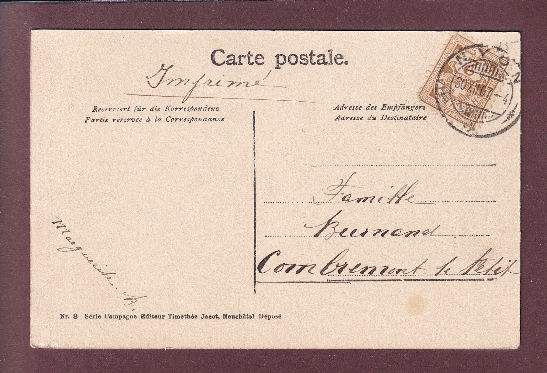 Cartoline postali: LAC LEMAN - Bonne Année - 1907 – Usato da Pully venduto da nicecards 1