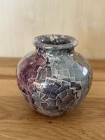 Claudio Pulli italienisch irisierende Crackle Vase signiert