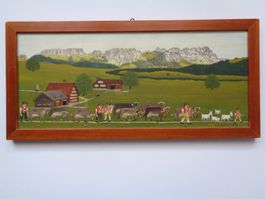 APPENZELLER ALPAUFZUG SÄNTIS SIGN. BAUERNMALEREI NAIV