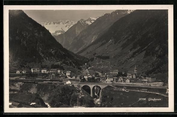 Cartoline postali: AK Göschenen, Teilansicht mit Viadukt – Usato da Berlin venduto da bartko-reher