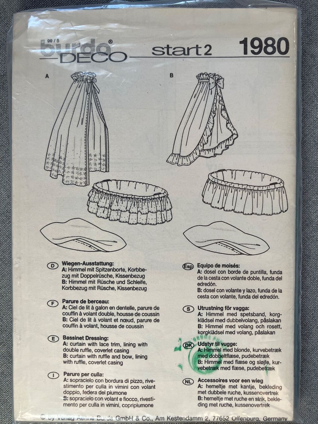 Cartamodelli: Burda Schnittmuster Deco Babywiege 1980 – Usato da Utzenstorf venduto da mrs_peel 1