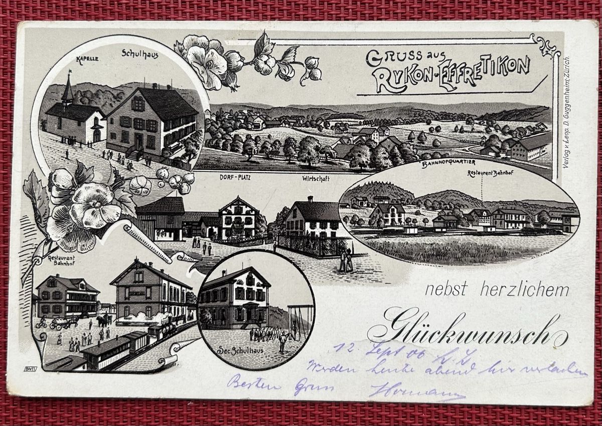 Cartoline postali: Gruss aus Rykon Effretikon Litho  – Usato da Horw venduto da Tellbub