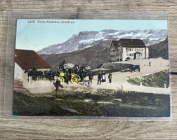 AK gelaufen „alte Postkutsche auf Furka-Passhöhe“