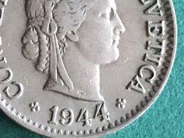 5 Rp. 1944 mit Stempelriss bei Zahl 4