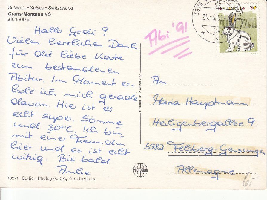 Cartoline postali: Crans 1991 – Usato da Bürglen TG venduto da StampGraf 1