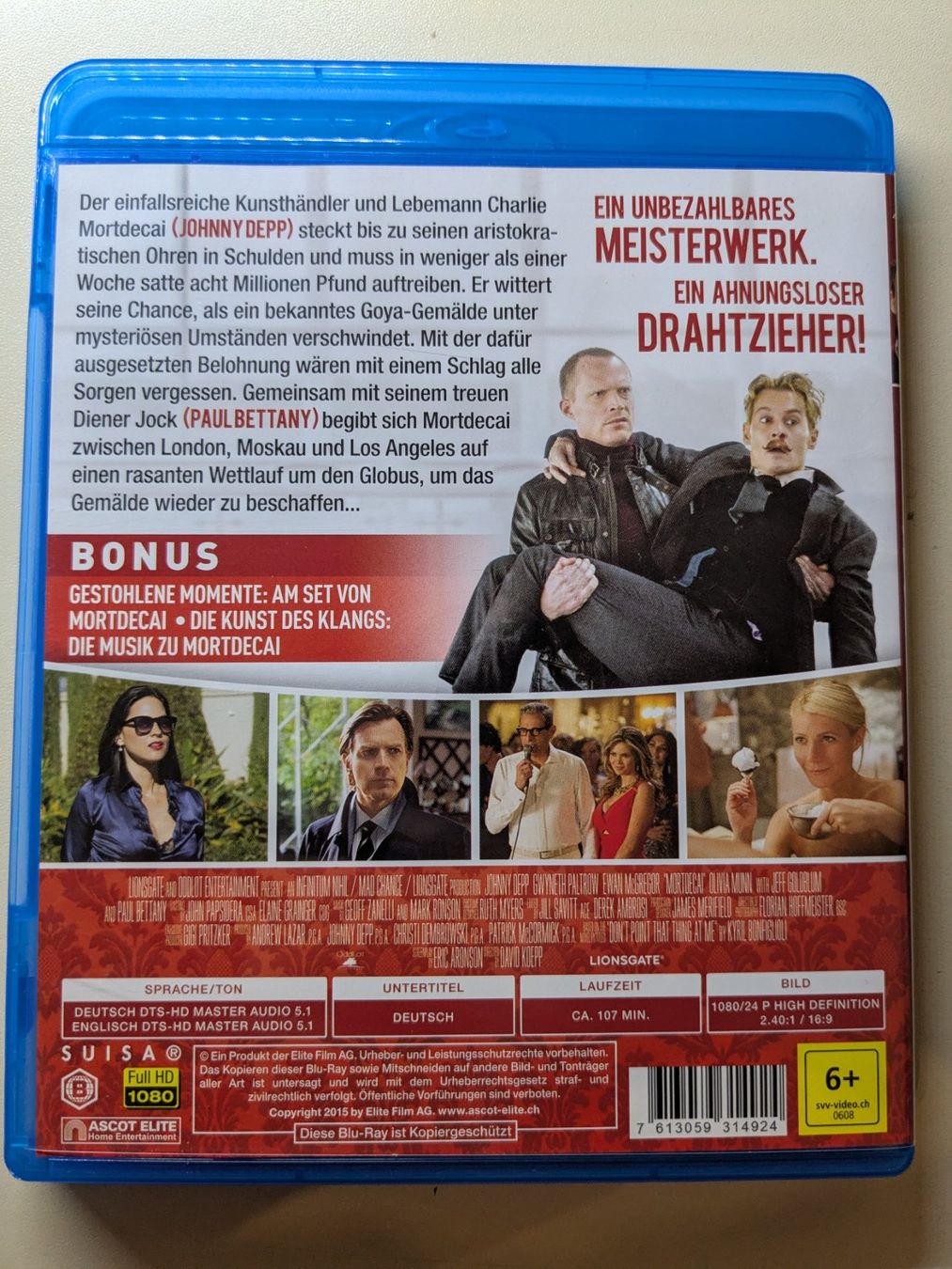 Tutti i DVDs: "Mortdecai" mit Johnny Depp [Blu-ray] – Usato da Port venduto da gecotom 1